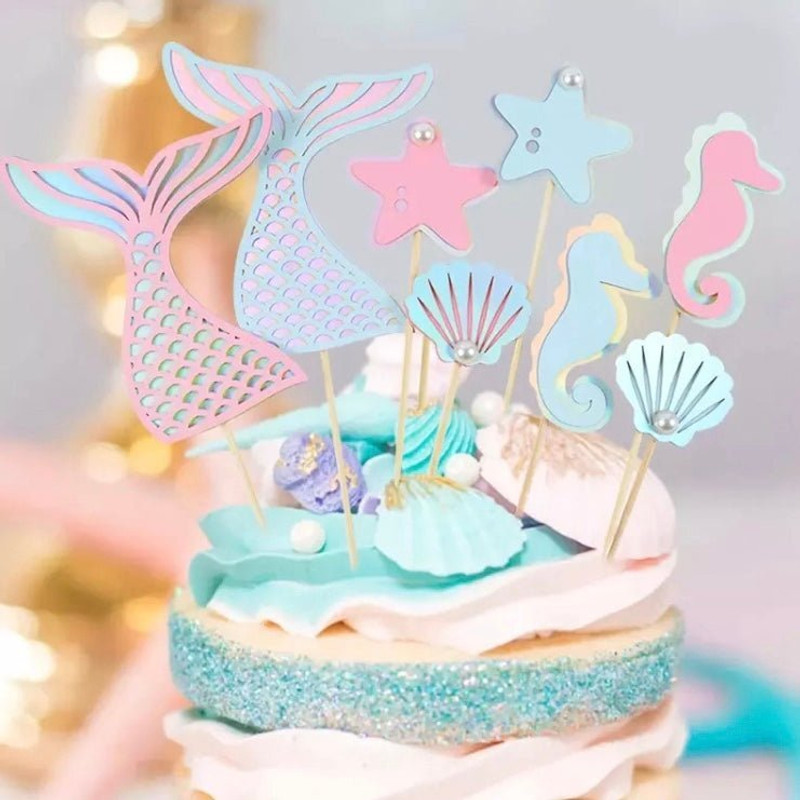 Bakewareind underwater fish theme cak topper Cake Topper(multi Pack of 4)