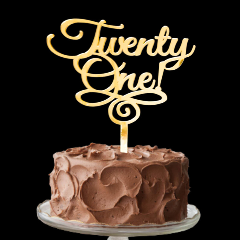 Party Decorz Twenty One Cake Topper| 21st Birthday Cake Topper(Gold, Pack of 1)