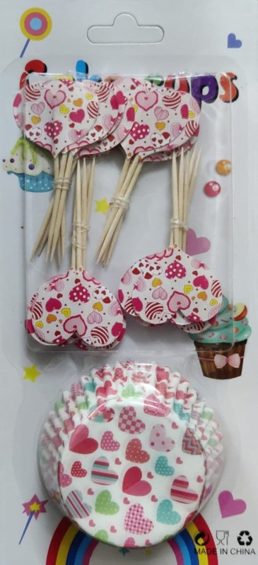 Bakewareind Happy Birthday Cupcake Liners Toppers , 30 CUPS 24 STICKS Baking Sprinkles(pink Pack of 54)