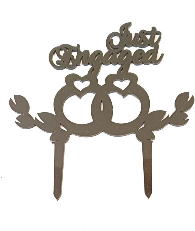 Marvino JUST ENGAGED CAKE TOPPER Cake Topper(black Pack of 1)