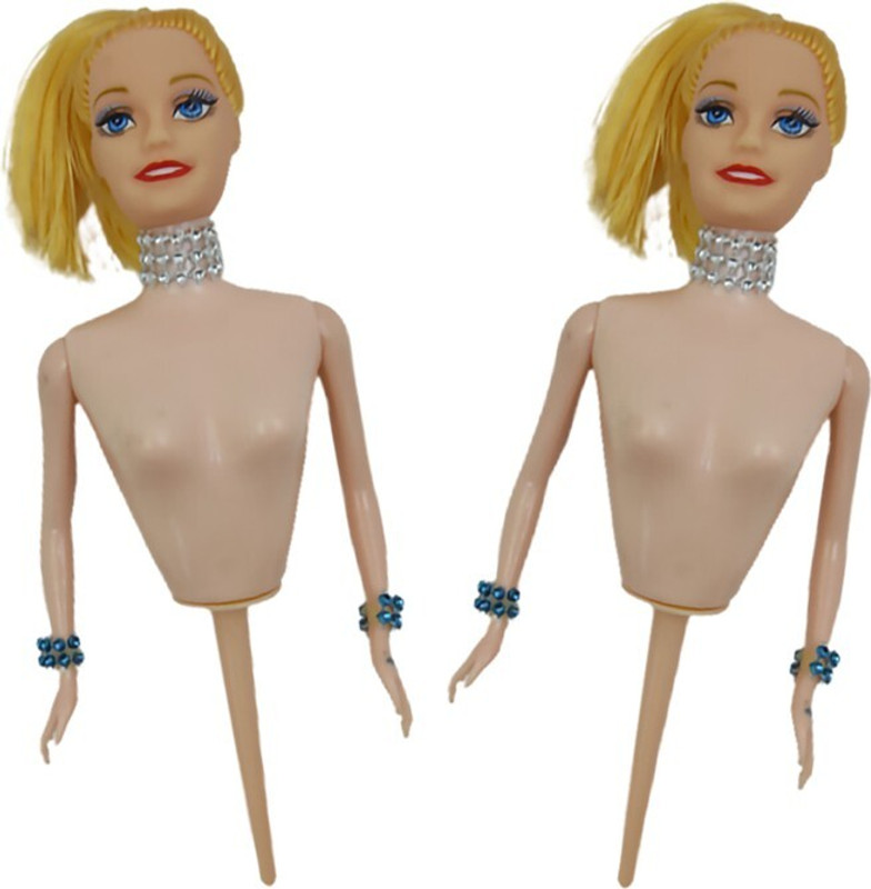 KONFIZ Cake Doll Premium With Crown & Ribbon Food Grade Material (2 Dolls) Edible Cake Topper(Skin Colour Pack of 2)