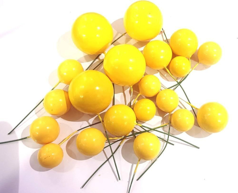 the bake mart Decorative Silver Berry Ball Stems for Home Decoration Edible Baking Sprinkles(Silver Pack of 20)