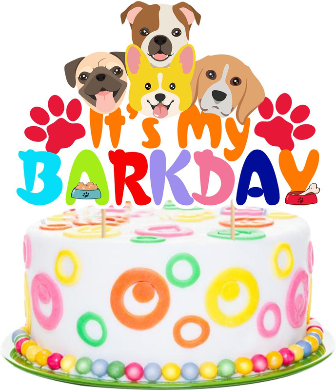 ZYOZI Puppy Dog Birthday Party Cake Decoration Dog Face Happy Birthday Cake Topper Cake Topper(Multi Colour Pack of 1)