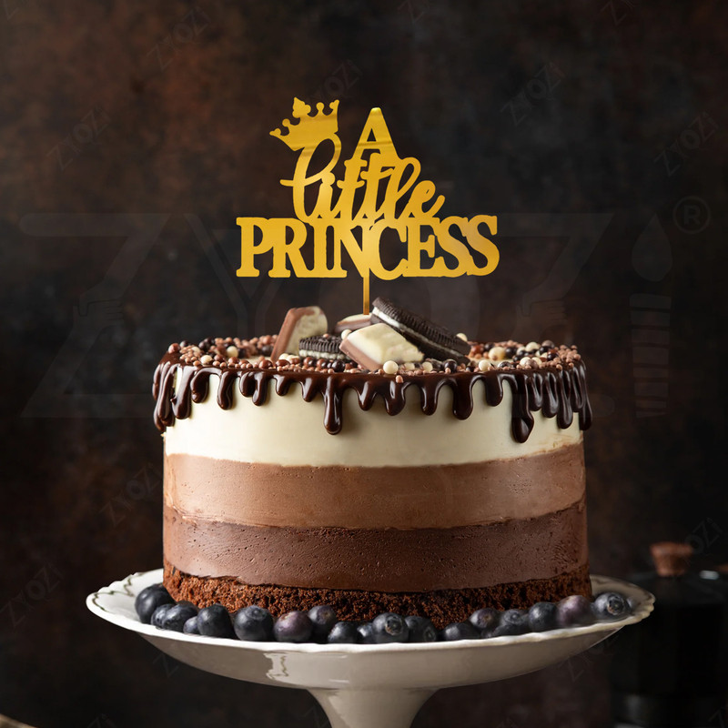 ZYOZI Cake Topper(Gold, A Little Princess Cake Topper,Decorative Cake Decoration-Acrylic Material Pack of 1)
