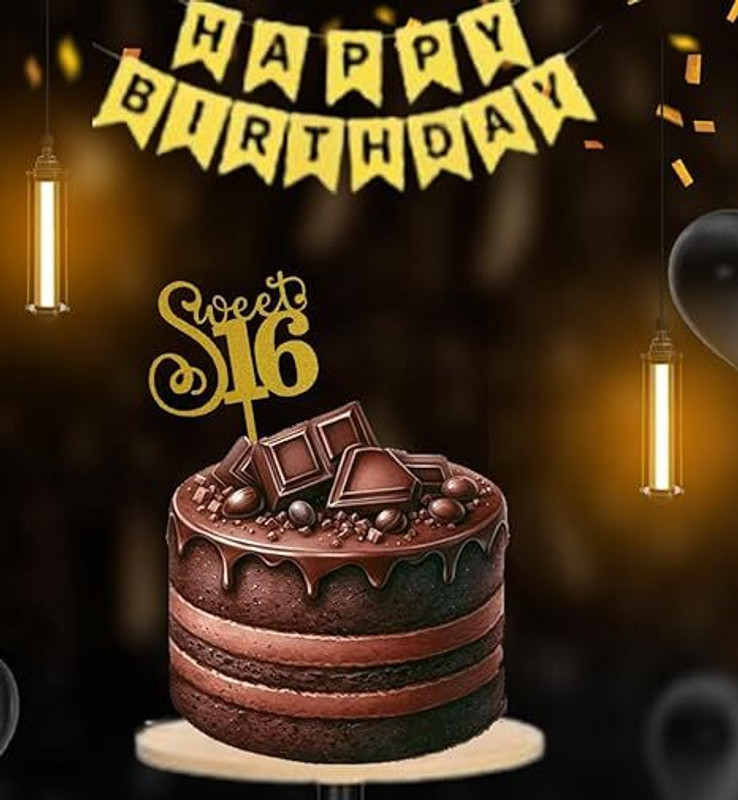 Wedlock Cake Topper for 16-Year-Old Girl|Elegant Wooden & Acrylic Paper| for Sweet 16 Cake Topper(Multicolor Pack of 1)