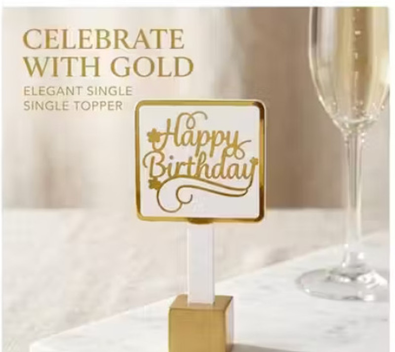 Krishik Chrome Golden Foil Cake Toppers Set Cake Topper(NA Pack of 25)
