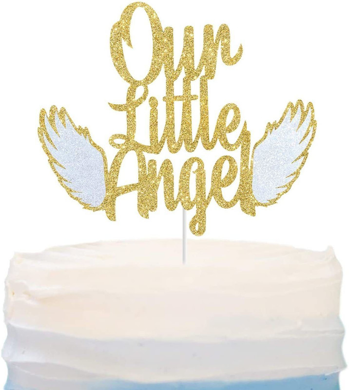 Festiko Our Little Angel Cake Topper (Gold, Pack of 1) Cake Topper(Gold Pack of 1)