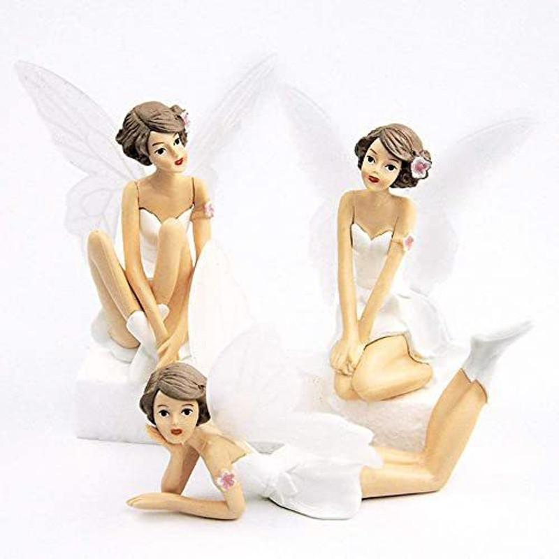 noble foods White Wings Cute Angel Girl Cake Topper, 3 Pieces Figure Set Cake Topper(White Pack of 3)