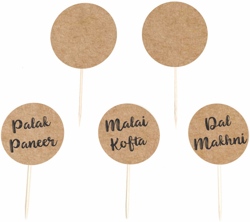 RDHinc Craft Paper Buffet Labels / Cake Topper(Brown Pack of 100)
