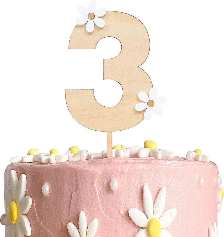 Incrizma Daisy Cake Topper For Birthday - (Daisy 5 Cake Topper) Cake Topper(Brown Pack of 1)
