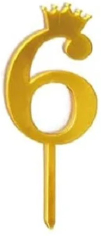 Xila Magic Number 6 Cake Topper (Gold) Cake Topper(Gold Pack of 1)