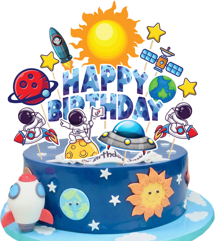 ZYOZIQUE Cake Topper(1 Set Space Rocket Spaceship Planet Astronaut and Spacecraft Cupcake Topper Pack of 13)