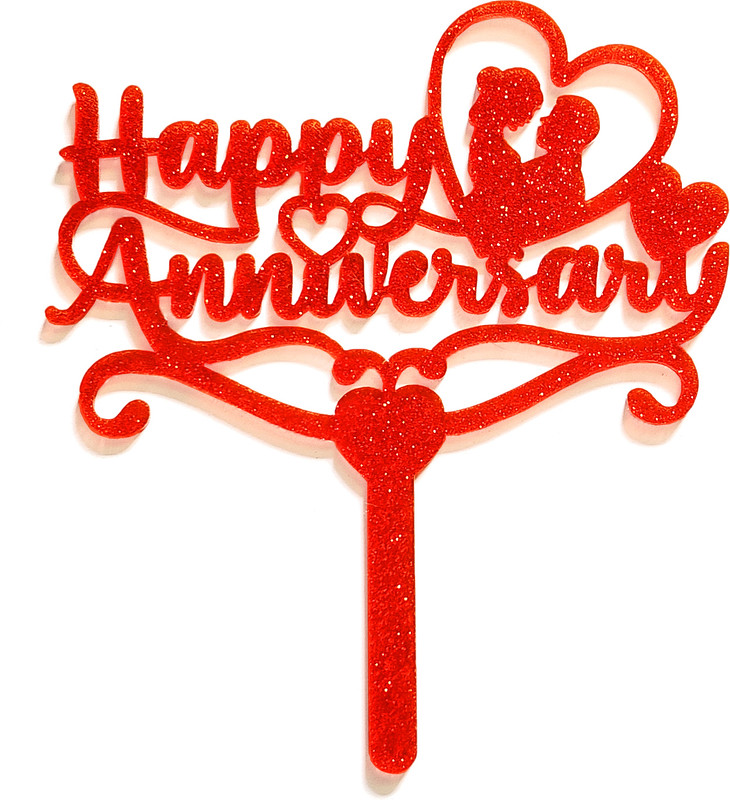 Taitil Acrylic Anniversary Cake Topper(Sparkling Red Acrylic Pack of 1)