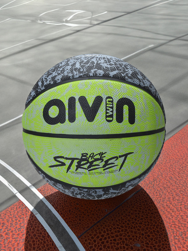 AIVIN Back Street Basketball, Rubber Mould, All Surface, 8 Panel, (Green/Black) Size7 Basketball - Size: 7(Standard, Pack of 1, Green, Black)