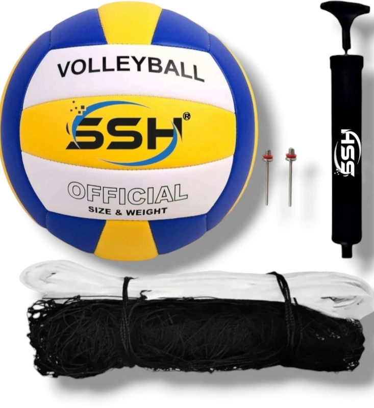 SUMANGALAM SALES SUPER SOFT SYNTHETIC OFFICIAL SIZE AND WEIGHT VOLLEYBALL WITH PUMP AND NET Volleyball - Size: 4(Standard, Pack of 1, Multicolor)
