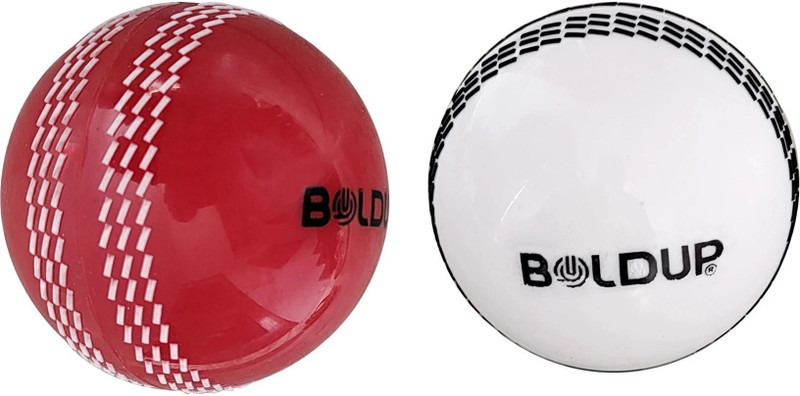 BOLDUP Practice Cricket Ball | Wind Balls | Swing Ball | Indoor & Outdoor Street Cricket Rubber Ball(Standard, Pack of 2, Red, White)