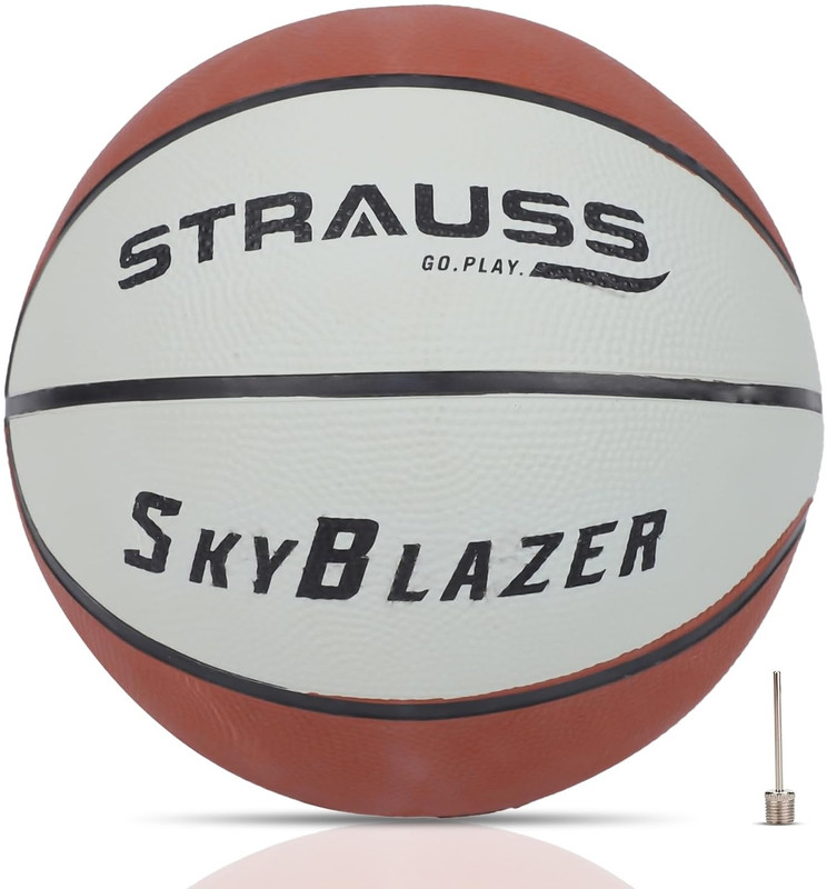 Strauss Sky Blazer Basketball - Size: 7(Standard, Pack of 1, Orange, White)