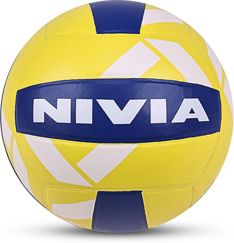 NIVIA Super Strike Pasted, Match Ball, 18 Panels Volleyball - Size: 4(Standard, Pack of 1, Yellow, Blue)