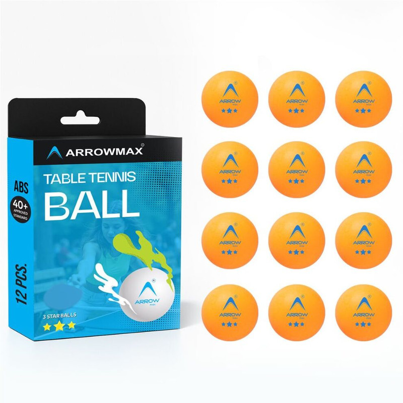 ArrowMax Table Tennis Ping Pong TT ball ABS material for Kids And Adults-Pack of 12 Table Tennis Ball(Standard, Pack of 12, White)