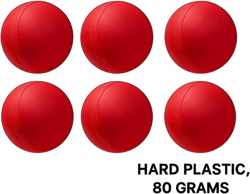 Vikas RED Heavy Plastic Cricket Ball Cricket Training Ball(Kids, Pack of 6, Red)