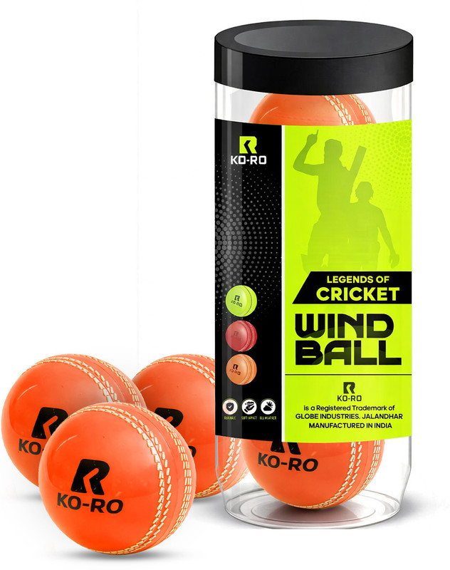 KORO KO-RO Premium Pro X-20 Cricket Ball/Wind Balls for Indoor & Outdoor Cricket Synthetic Ball(Standard, Pack of 3, Orange)