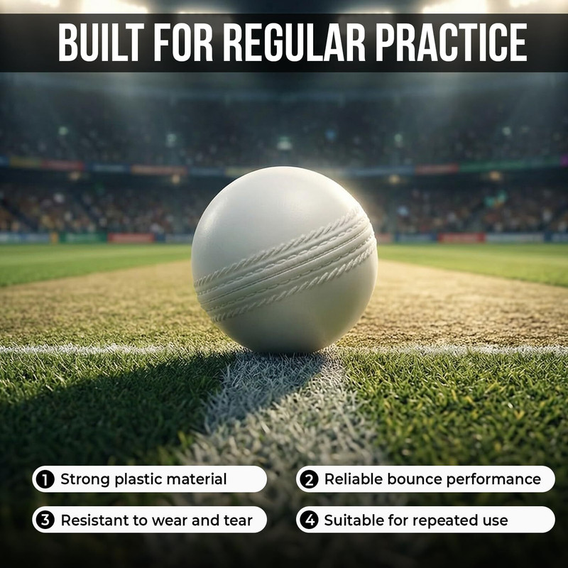 SRSVK Strong Plastic Practice Ball for Regular Cricket Training Cricket Training Ball(Standard, Pack of 10, White)