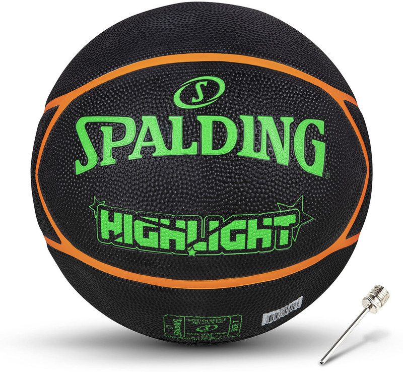 SPALDING HIGHLIGHT Basketball - Size: 7(Standard, Pack of 1, Black, Green, Orange)