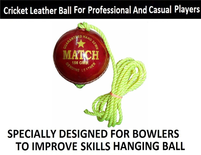 VIBCO Premium High Quality Sports Leather Match Practice Hanging Cricket Ball Red Cricket Leather Ball(Standard, Pack of 1, Maroon)