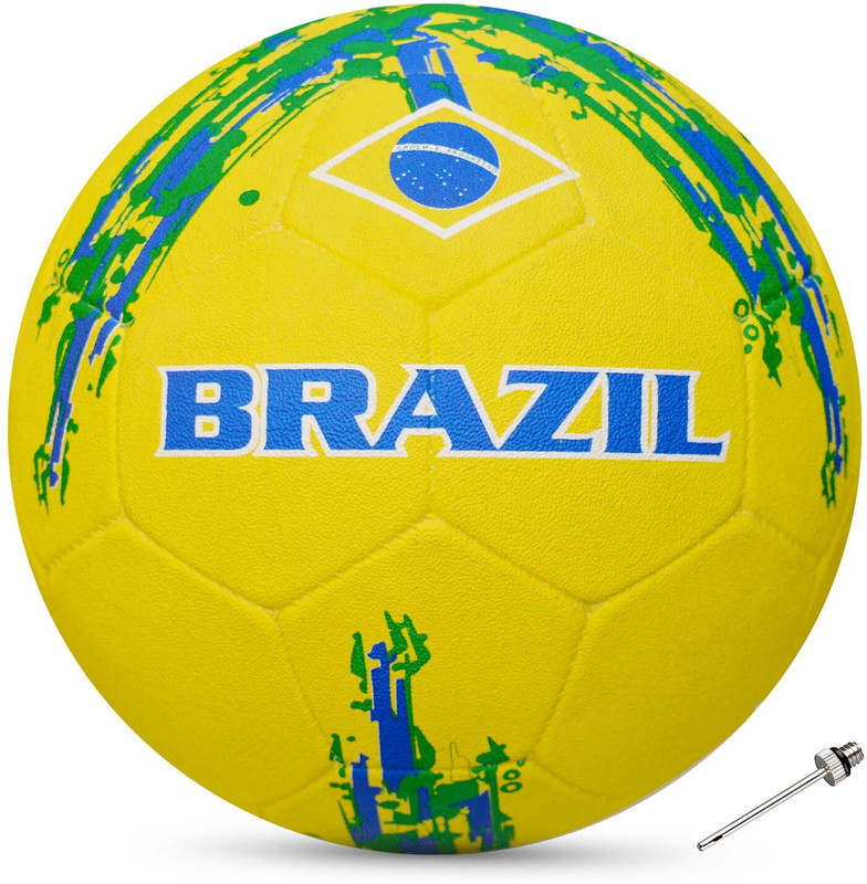 SYNCO Flag Brazil Rubber Molded Football - Size: 5(Standard, Pack of 1, Yellow)