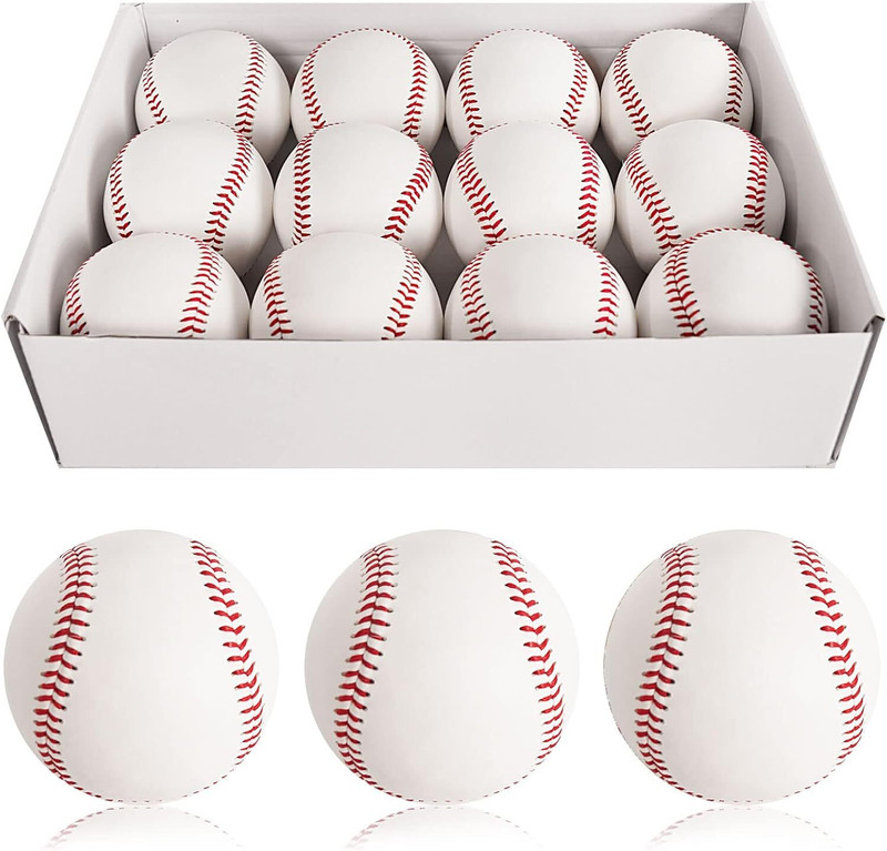 YMD 12 Ball Pack Practice Training Baseballs for Kids/Youth 9 Inch Baseballs Baseball(Pack of 12, White)