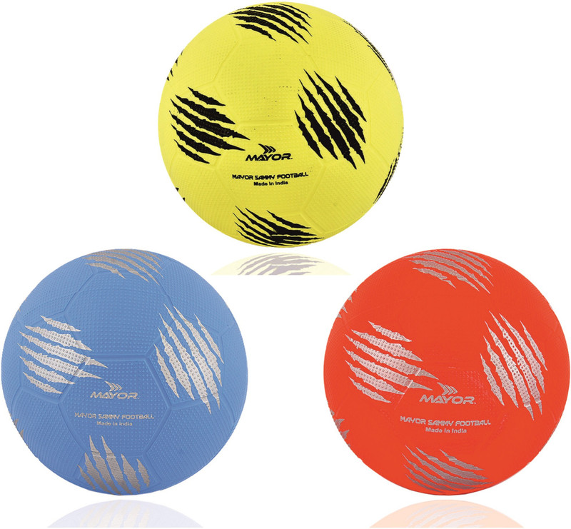 MAYOR Kids Football For Age Group Under 4 Years, Homeplay & Outdoor Football - Size: 1(Kids, Pack of 3, Red, Yellow, Blue)