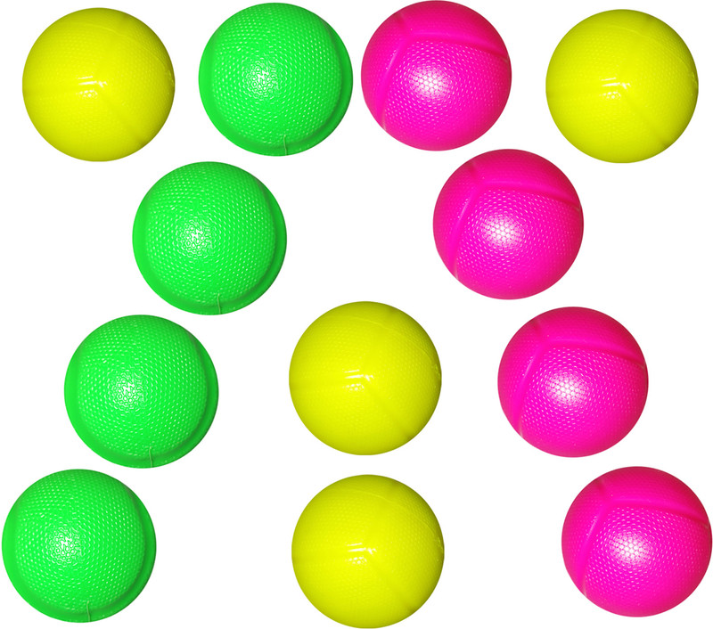 Tigon Kids Cricket Ball/ pack of 12 balls set / gully Cricket Training Ball(Kids, Pack of 12, Green, Yellow, Pink)