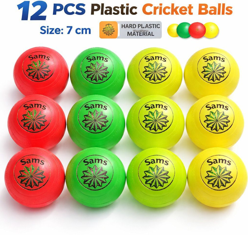 sams Hard plastic Kids Friendly Cricket Bol Pool Ball(Standard, Pack of 12, Multicolor)
