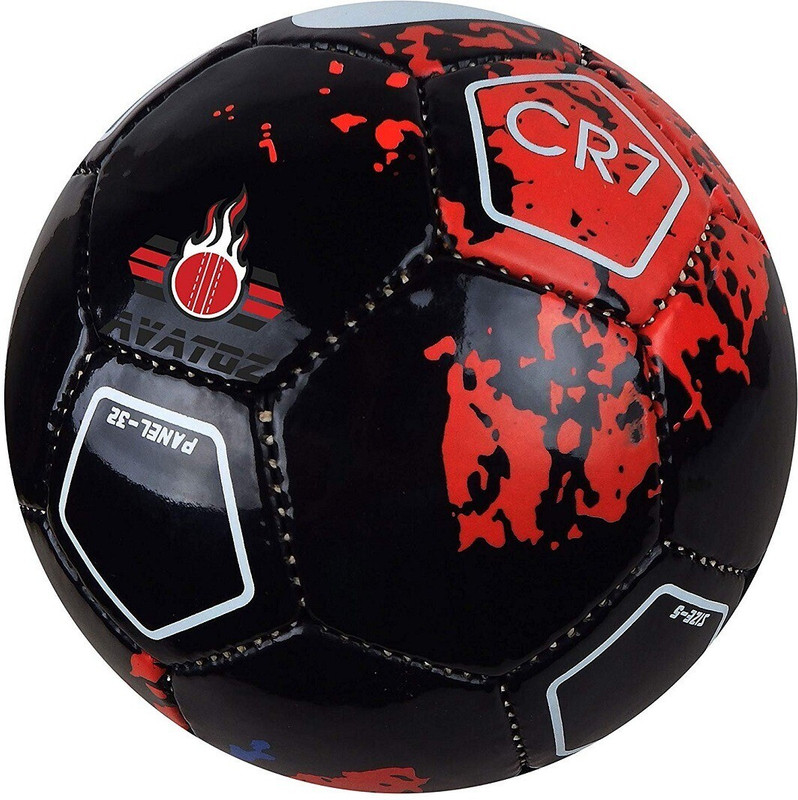 Raider CR7 BLACK/RED Football - Size: 5(Standard, Pack of 1, Multicolor)