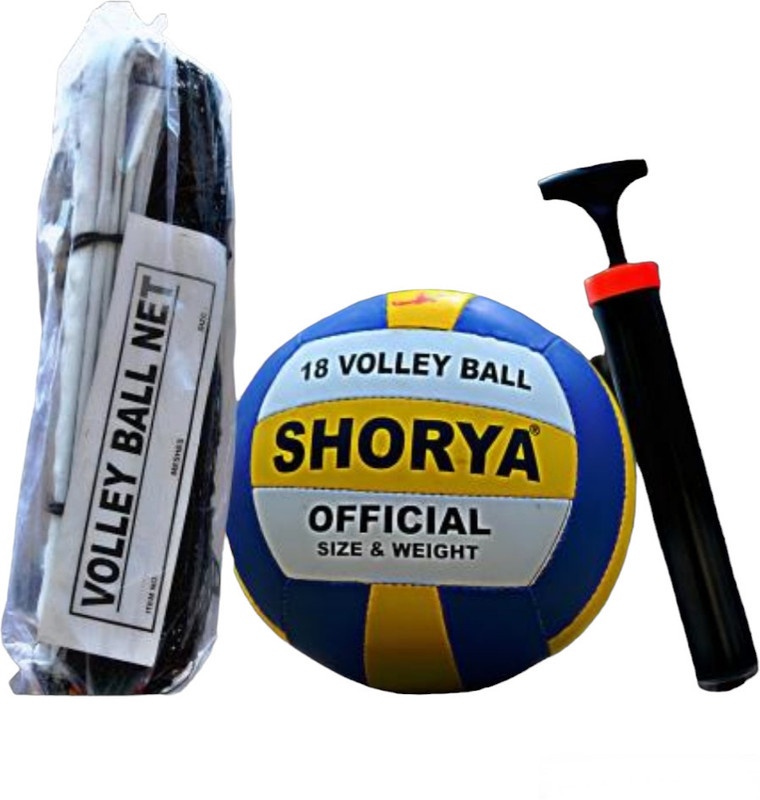 GURU J ENTERPRISES Synthetic Soft Volleyball Balls With Nylon Net With Air Pump And Nylon net . Volleyball - Size: 4(Standard, Pack of 1, Multicolor)