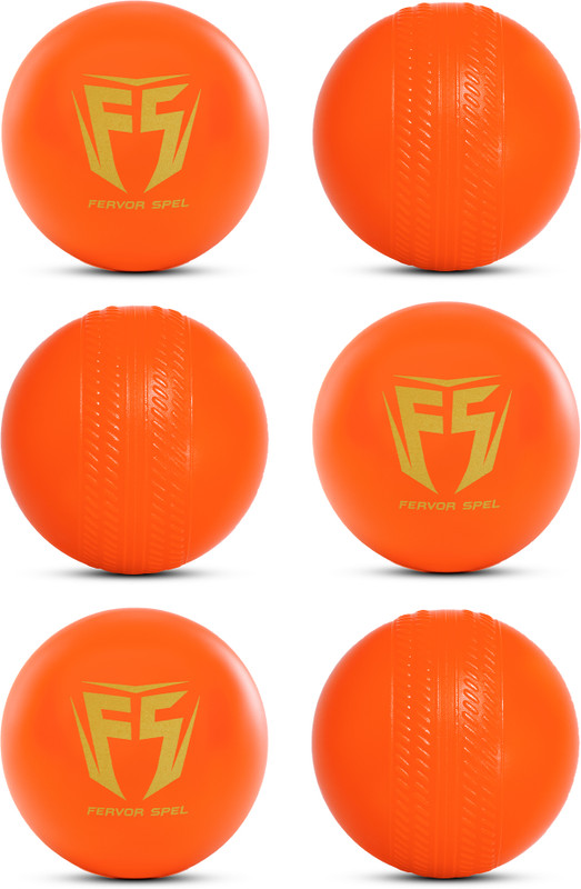 Fervor Spel FS Plastic Ball White Non Toxic (70gm Per Ball) Cricket Training Ball(Standard, Pack of 6, White)