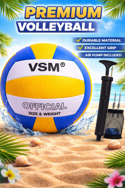 VSM Super Soft Official & Size (Size-4) PVC Air Pump For Beginner | Practice Volleyball - Size: 4(Standard, Pack of 1, Multicolor)