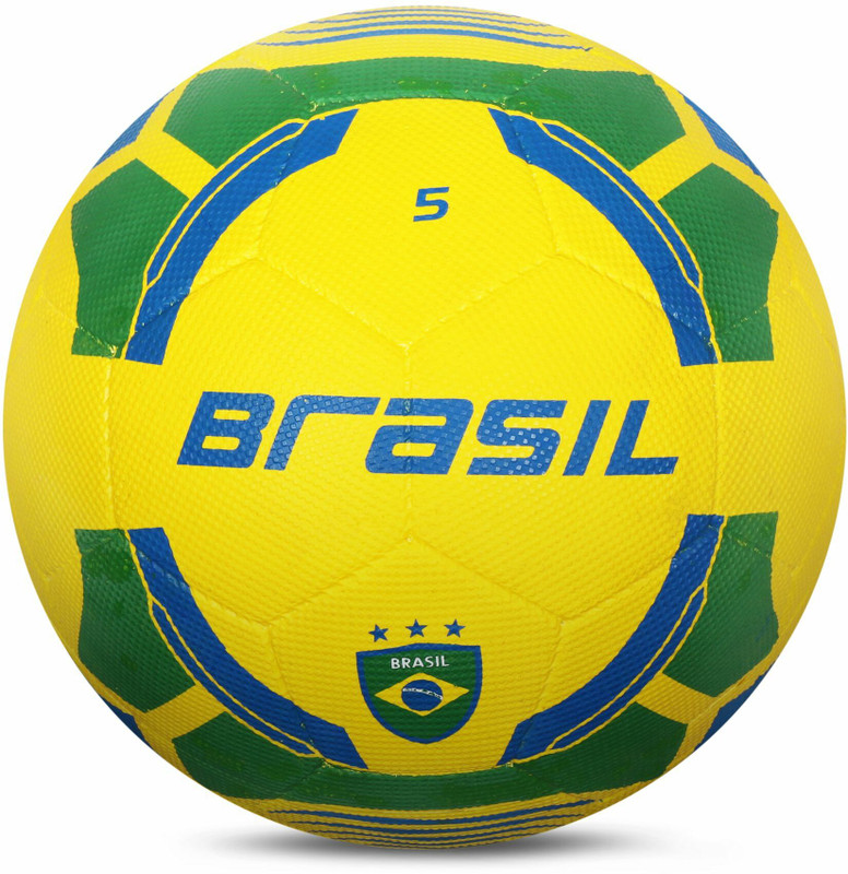 VECTOR X Brasil Rubber Moulded Football - Size: 5(Standard, Pack of 1, Green, Yellow)