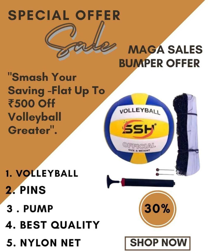 GURU J ENTERPRISES Premium Quality Volley Ball With Air Pump And Nylon Net . Volleyball - Size: 4(Standard, Pack of 1, Yellow)