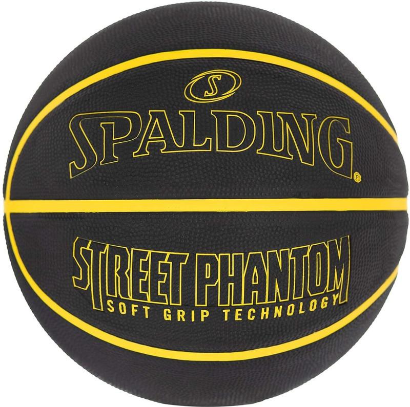SPALDING Black and Neon Yellow Street Phantom Outdoor Basketball, Size 7, 29.5 inch Basketball - Size: 7(Standard, Pack of 1)