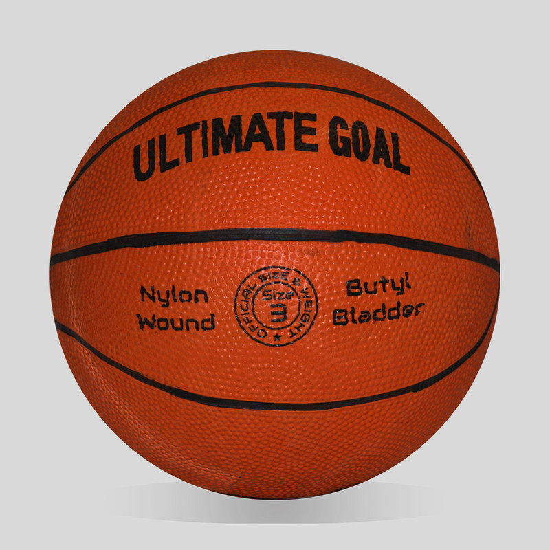 ULTIMATE GOAL Brown Basketball for Kids | PU Leather | Soft Grip | Safe for Indoor & Outdoor Basketball - Size: 3(Kids, Pack of 1, Orange)