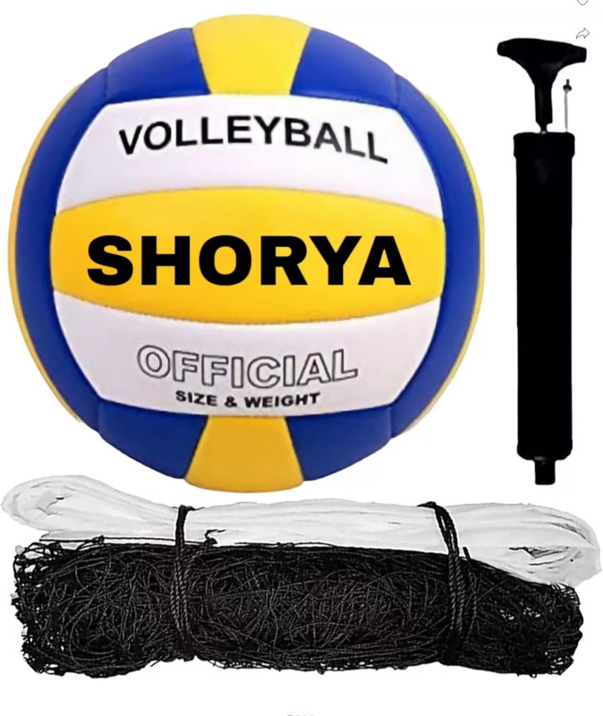 SHORYA FAMOUS OFFICIAL VOLLEYBALL WITH NYLON NET AND FREE PUMP Volleyball - Size: 4(Standard, Pack of 1)
