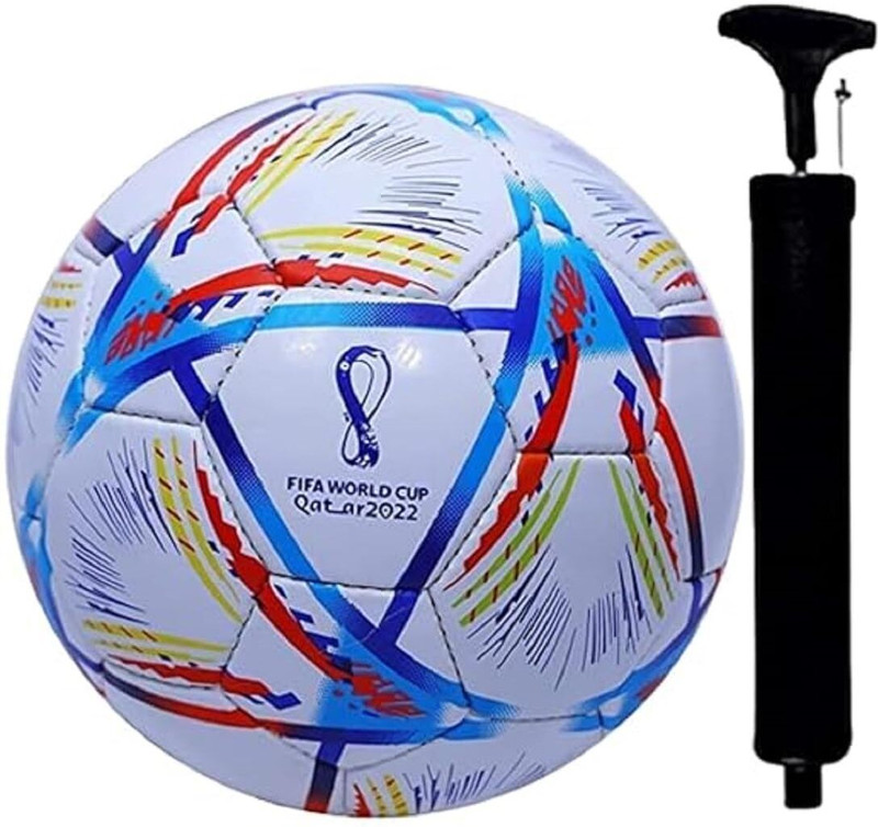 S N INTERNATIONAL Qatar Football With Air Pump And Inflating Needles Football - Size: 1(Kids, Pack of 1, White, Blue)