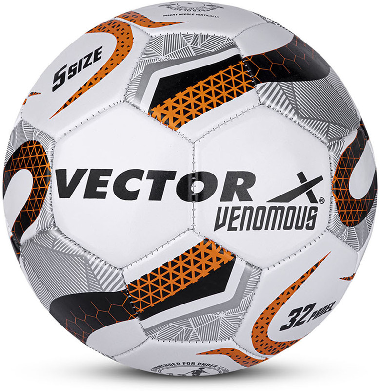 VECTOR X Venomous 32 Panel Glossy PVC Machine Stitched Indoor/Outdoor Training Football - Size: 5(Standard, Pack of 1)