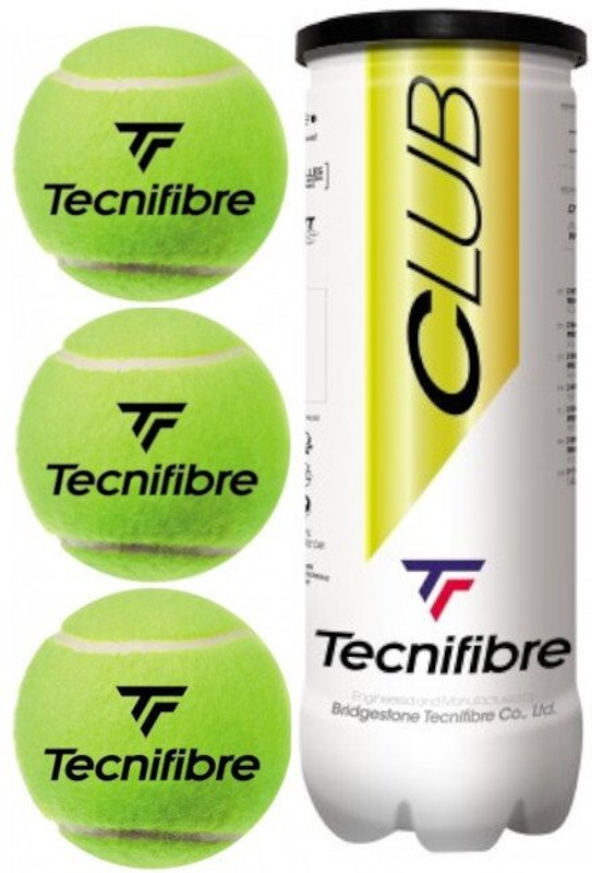 Tecnifibre Club- 3balls(1 can) Tennis Ball(Standard, Pack of 1, Green)