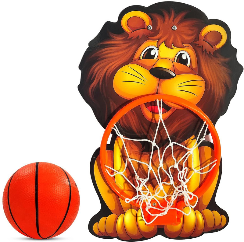Meesaj Lion Basketball Hoop Set for Kids – Wall Door Hanging Indoor Outdoor Toy Basketball
