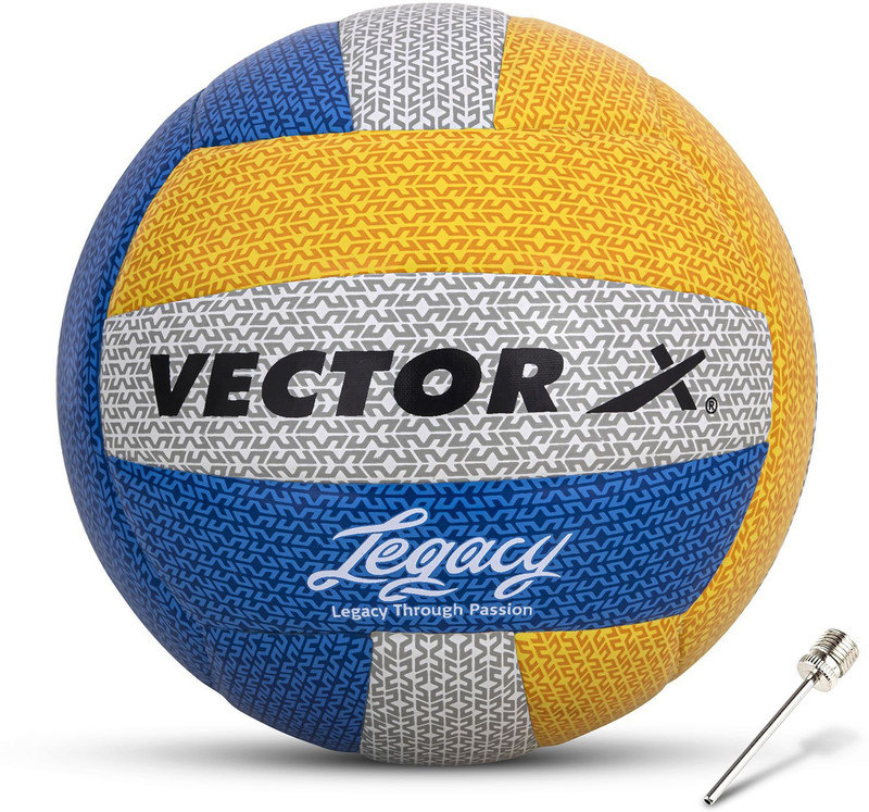 VECTOR X Legacy 18 Panel Laminated Rubber Durable Waterproof Indoor Outdoor PracticeMatch Volleyball - Size: 4(Standard, Pack of 1, Yellow)
