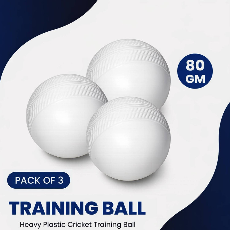 Shopeleven Heavy Plastic Cricket Training Balls, 80gm Per Ball, Balls for Cricket Cricket Training Ball(Standard, Pack of 3, White)