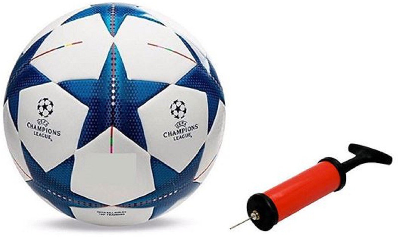 NICE Bluestar UEFA Football With Air Pump Free Football - Size: 5(Standard, Pack of 2, Multicolor)