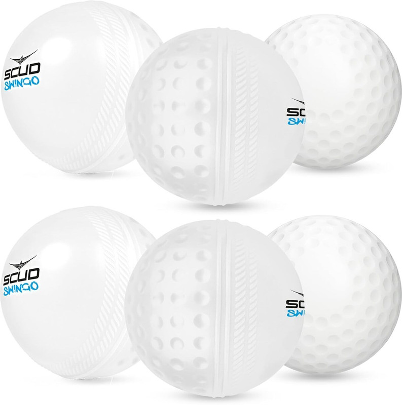 scud Swingo Wind Cricket Ball with Dual-Surface Design for Enhanced Swing Cricket Synthetic Ball(Standard, Pack of 6, White)